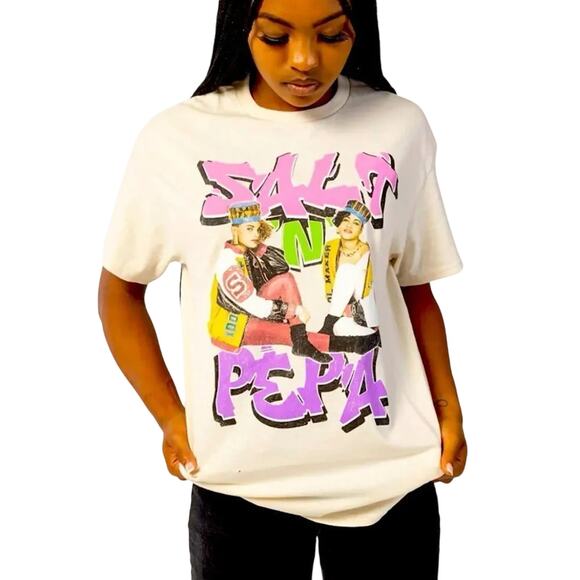 SALT N PEPA 90s Vintage Inspired Graphic Tee in White Size Unisex XL New w/ Tag - Picture 1 of 11